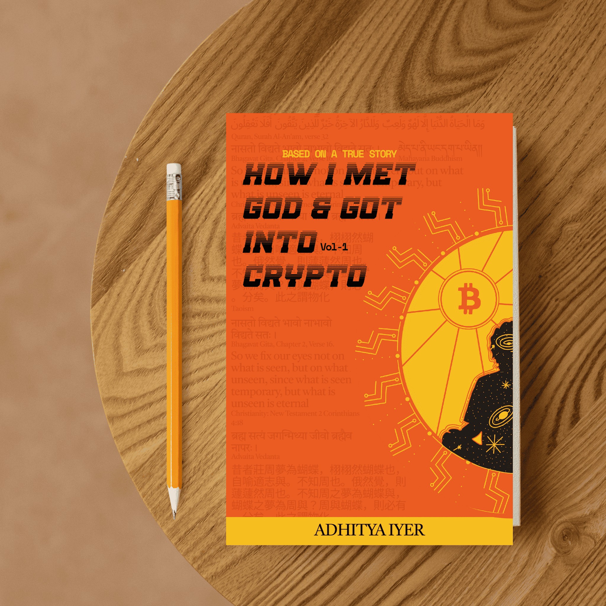 How I Met God & Got Into Crypto, on a desk