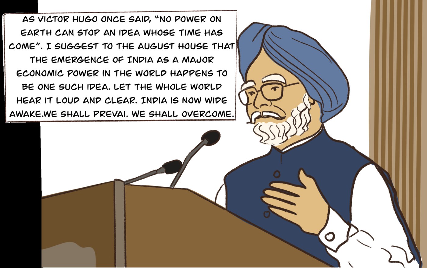 Manmohan Singh delivering the 1991 budget speech in Parliament