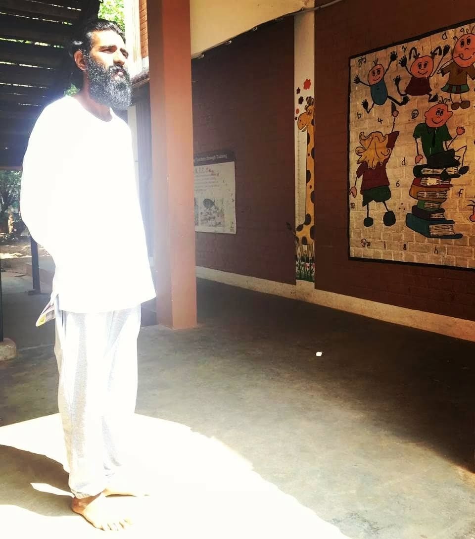 In the monastery, in white robes